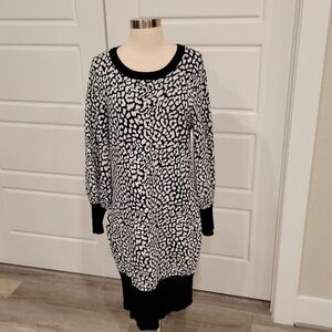 NEW YORK & CO WOMEN'S LEOPARD PRINT SWEATER DRESS SIZE XL